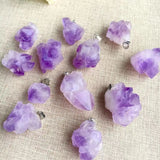 Healing Irregular Stone Pendant Necklace Amethysts Crystal Reiki Mineral Jewelry
