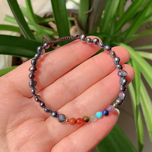 Chakra Stone Bracelet with Freshwater Pearls