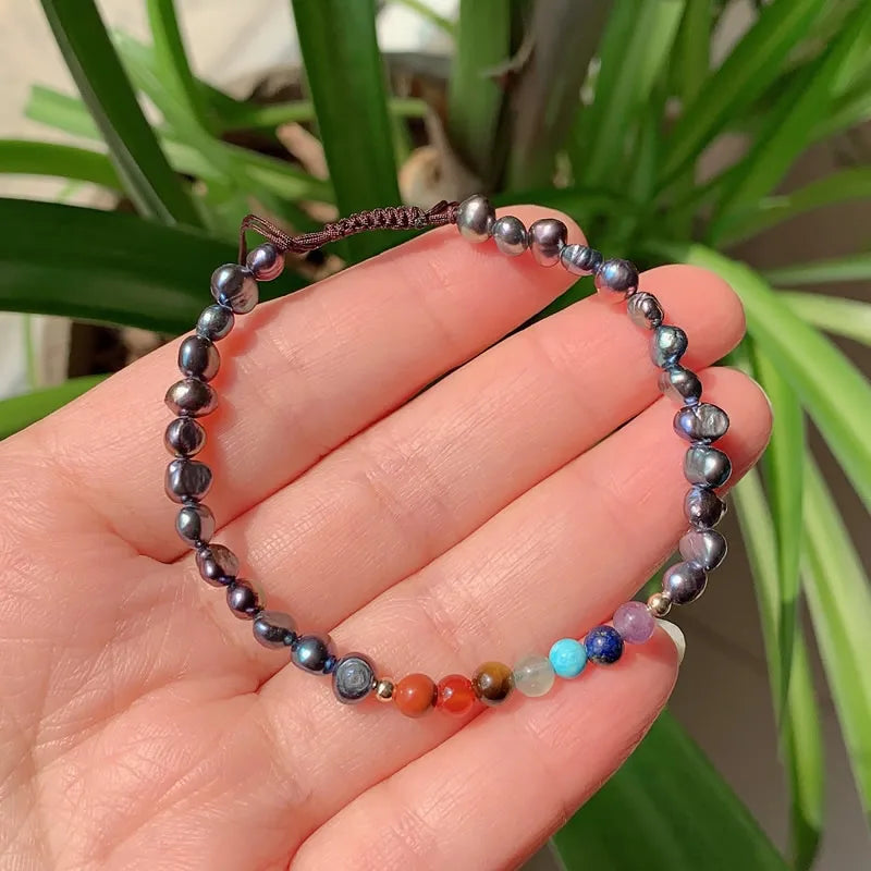 Chakra Stone Bracelet with Freshwater Pearls