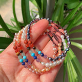 Chakra Stone Bracelet with Freshwater Pearls