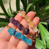 Natural Quartz Stone Bangle Cuff Amethysts Citrines Yellow Crystal Bracelet