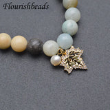 Healing Amazonite Beads Starfish Conch Charm Stretch Bracelet