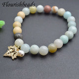 Healing Amazonite Beads Starfish Conch Charm Stretch Bracelet