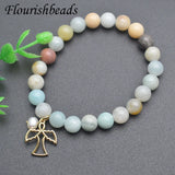 Healing Amazonite Beads Starfish Conch Charm Stretch Bracelet