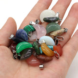 50pcs Mini Assorted Stone Crescent Moon Charms Pendants for DIY Jewelry Making