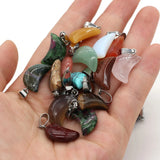 50pcs Mini Assorted Stone Crescent Moon Charms Pendants for DIY Jewelry Making