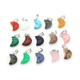 50pcs Mini Assorted Stone Crescent Moon Charms Pendants for DIY Jewelry Making