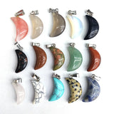 50pcs Mini Assorted Stone Crescent Moon Charms Pendants for DIY Jewelry Making