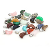 50pcs Mini Assorted Stone Crescent Moon Charms Pendants for DIY Jewelry Making