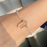 Natural Amethyst Crystal Bracelet Small Beads Hexagonal Charms Bangle Yoga Gift