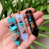 7 Chakra Stone Pendulum Wire Wrap Pendant