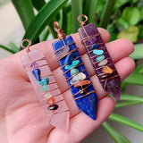 7 Chakra Stone Pendulum Wire Wrap Pendant