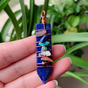 7 Chakra Stone Pendulum Wire Wrap Pendant