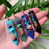 7 Chakra Stone Pendulum Wire Wrap Pendant