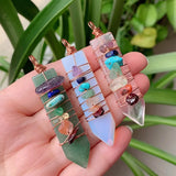 7 Chakra Stone Pendulum Wire Wrap Pendant