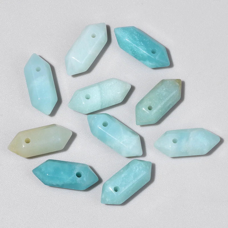 Stone Point Pendant Hexagonal Prism Charms Quartz Pendants 9x20mm