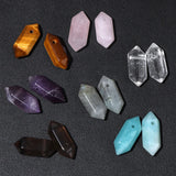 Stone Point Pendant Hexagonal Prism Charms Quartz Pendants 9x20mm