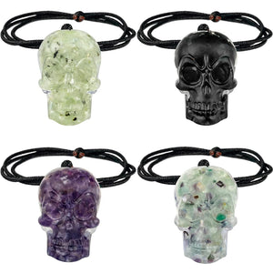 Orgone Skull Crystal Stone Pendant Necklace for Men Women