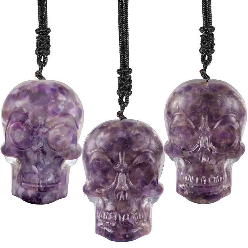 Orgone Skull Crystal Stone Pendant Necklace for Men and Women