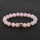 Constellation Healing Pink Crystal Bracelet Zodiac Beads Elastic Brass Bracel