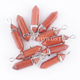 Golden Sand Stone Chakra Pendants for Jewelry Making 10pcs
