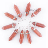 Golden Sand Stone Chakra Pendants for Jewelry Making 10pcs