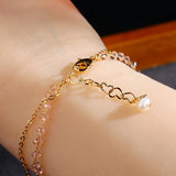 Reiki Multicolor Tourmaline Pearl Bracelet 14K Double Layer Bangle