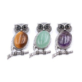 Healing Reiki Pink Crystal Amethyst Owl Choker Necklace Women Gift