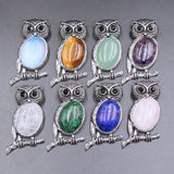 Healing Reiki Pink Crystal Amethyst Owl Choker Necklace Women Gift