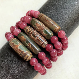 Healing Reiki Nine Eyes Guanyin Dzi Agates Bracelet