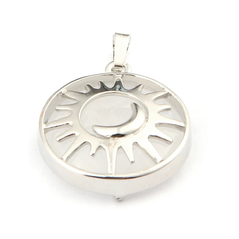 Reiki Sun Moon Pendant Amethysts Lapis Lazuli Crystal Quartz Pendant