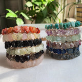 Healing Rock Mineral Stone Cuff Bangle Wire Wrapped Crystal Bracelet