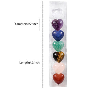 Healing Selenite Crystal Wand with 7 Chakra Love Heart Stone