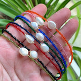 Small Spinel Crystal Choker Necklace Multicolor Pearl Charm Short Collier