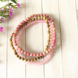 Rose Quartz Rhodonite Picture Jasper Beaded Bracelet Set
