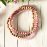 Rose Quartz Rhodonite Picture Jasper Beaded Bracelet Set