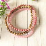 Rose Quartz Rhodonite Picture Jasper Beaded Bracelet Set