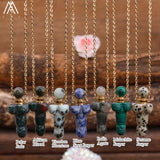 Healing Stone Perfume Bottle Pendant Necklace Amethyst Quartz Jewelry