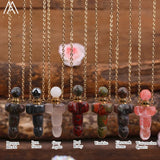 Healing Stone Perfume Bottle Pendant Necklace Amethyst Quartz Jewelry