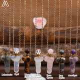 Healing Stone Perfume Bottle Pendant Necklace Amethyst Quartz Jewelry