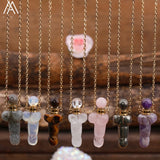 Healing Stone Perfume Bottle Pendant Necklace Amethyst Quartz Jewelry