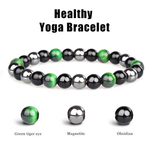 Magnetite Yoga Weight Loss Bracelet Natural Tiger Eye Stone Couple