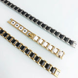 Men's Magnetic Wristband Black/White Ceramic Bracelet