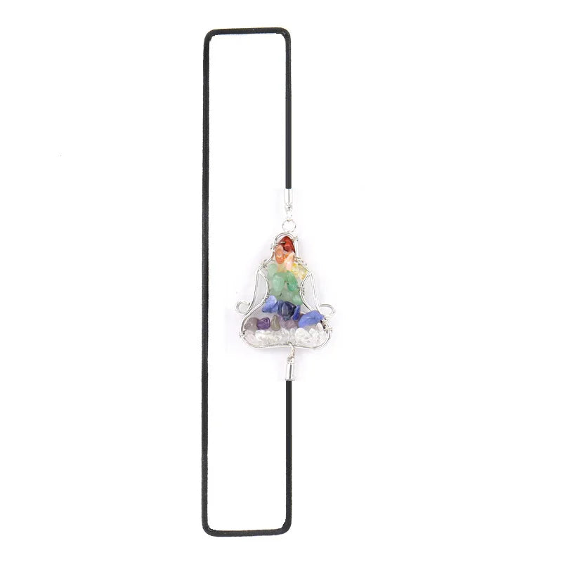 Natural Crystal Yogi Tree Of Life Bookmark Colorful Gravel Braid Stretch Rope