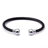 Stainless Steel Open Cuff Bangles Mesh Surface Charm Bracelets