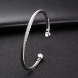 Stainless Steel Open Cuff Bangles Mesh Surface Charm Bracelets