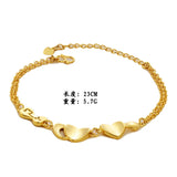 18K Heart Bracelet Men Women Wedding Engagement Romantic Chain Bracelet