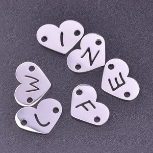 26pcs Heart Pendant Charms Stainless Steel Necklace Jewelry Making