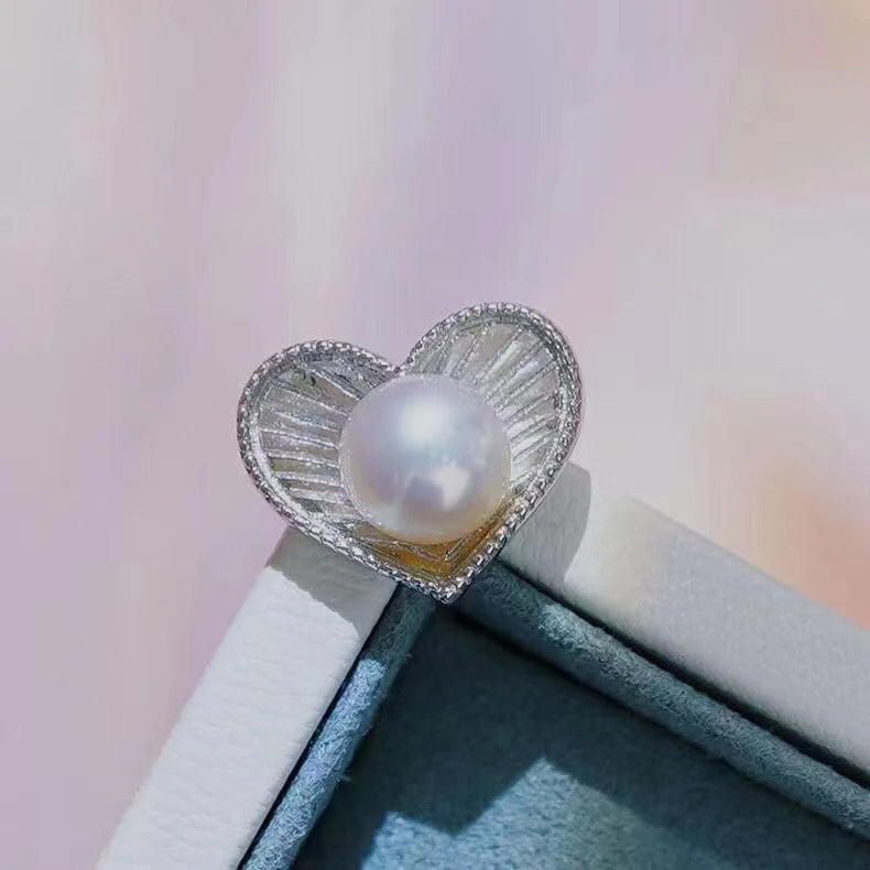 Heart 925 Silver Pendant for 7-8mm Pearls