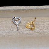 925 Silver Heart Pendant Mounts Base Findings Settings 3pcs/lot